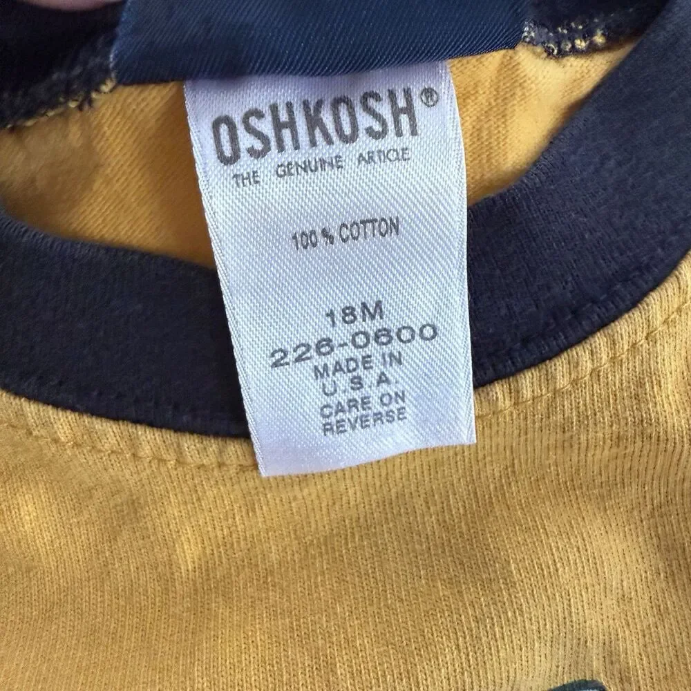Vintage Y2K Oshkosh Toddler Boy Football Shirt Lion Tiger Bulldog Sz 18M USA
